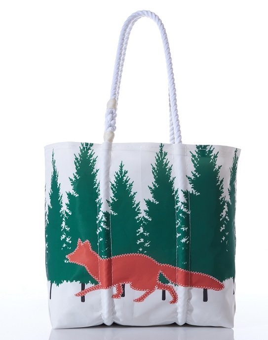 Sea Bags Red Fox on Pine Print Tote