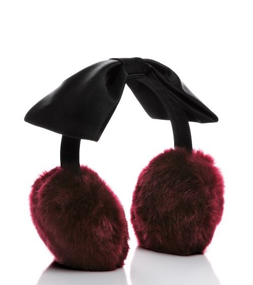 Kate Spade New York Earmuff with Satin Bow in Midnight Wine