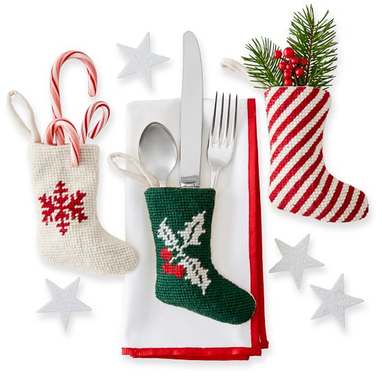 Mark and Graham Needlepoint Stocking Ornaments, Set of 2