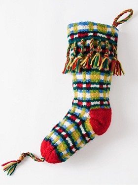 Pendleton Handknit Intarsia Plaid Wool Stocking