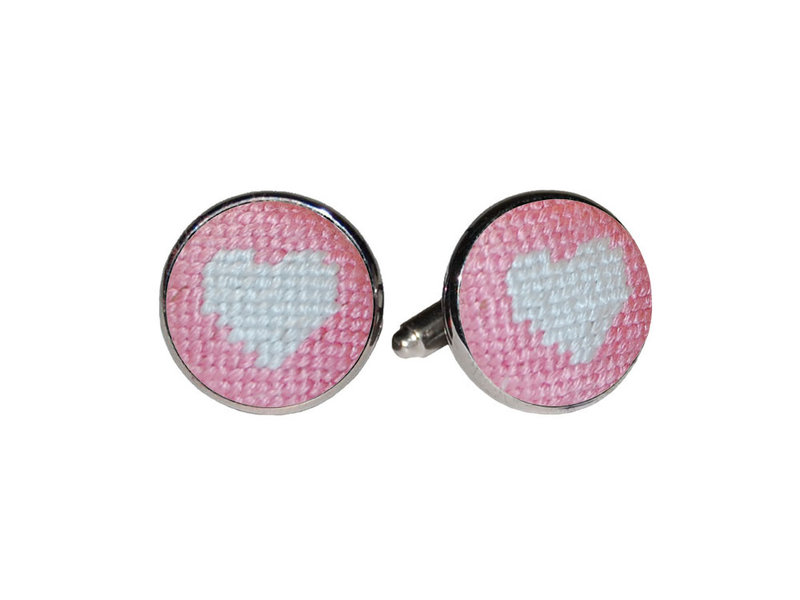 Smathers & Branson Heart Needlepoint Cufflinks