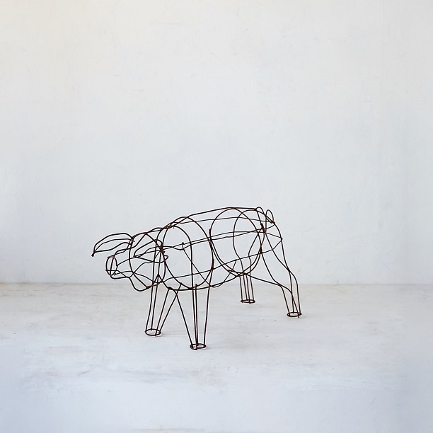 Antique Iron Topiary Form, Pig from Terrain 