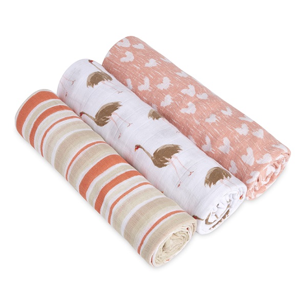 White Label Muslin Swaddle 3-pack in Flock Together Prints
