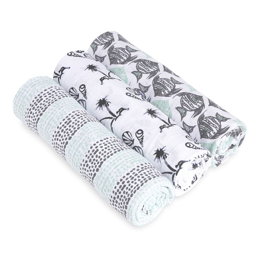 White Label Muslin Swaddle 3-pack in Seaside Prints