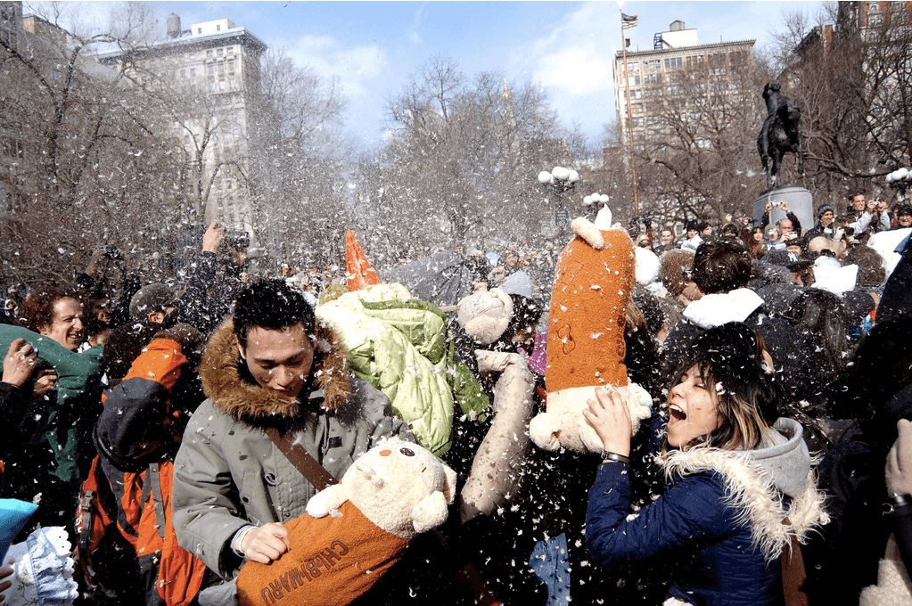 Pillow Fight NYC 2017 In Washington Square Park