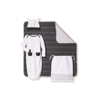 Baby Boys' 4-Piece Gown, Hat, Blanket & Bag Set - Graphite/White
