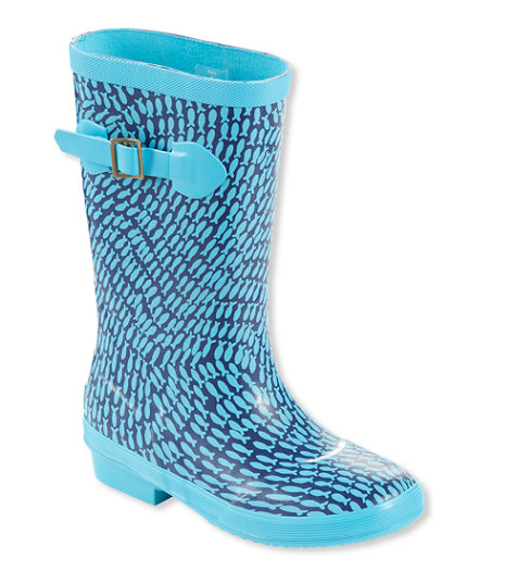 L.L.Bean Kids' L.L.Bean Wellies, Brilliant Blue Fish Print 