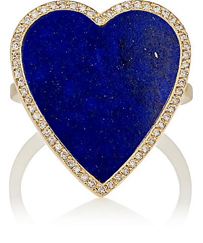 Jennifer Meyer White Diamond & Lapis Lazuli Heart Ring 