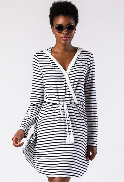 MOTT50 Mallory Long Sleeve Drawstring Hooded Cover-Up 