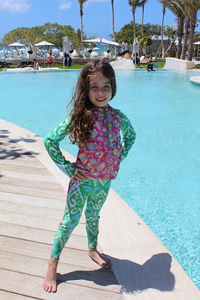 Full sun coverage swim suit with serious style by Masala Baby