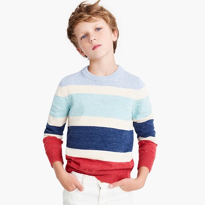 J.Crew Boys’ Cotton Striped Crewneck Sweater