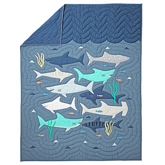 Land of Nod Shark Bait Full-Queen Quilt 