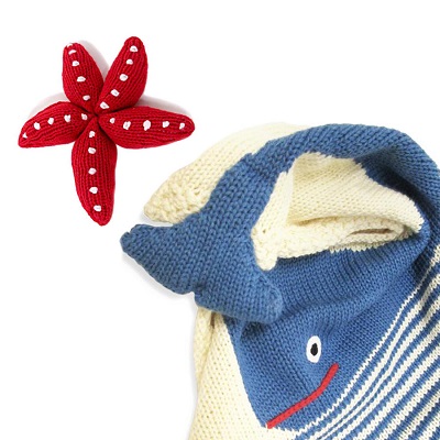 Estella Organic Whale Baby Blanket And Rattle Gift Set