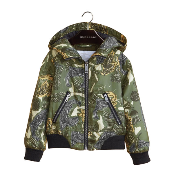 Burberry Beasts Print Hooded Bomber Jacket
