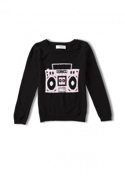 MILLY MINIS BOOMBOX NOVELTY INTARSIA PULLOVER