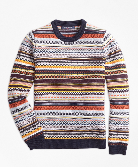 Brooks Brothers Merino Wool Fair Isle Crewneck Sweater