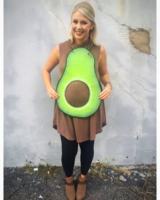 pregnant woman dressed as avocado