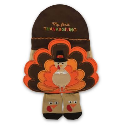 Little Me Thanksgiving Hat, Bib, and Bootie Set
