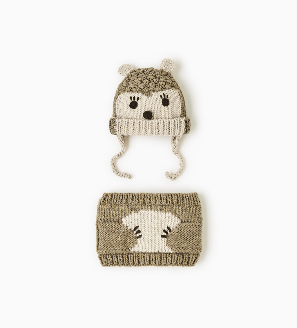 Animal Print Hat And Neck Warmer