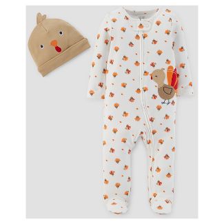 Baby 2pc Turkey Sleep N' Play and Hat Set - Just One You™ Made by Carter's® White/Tan