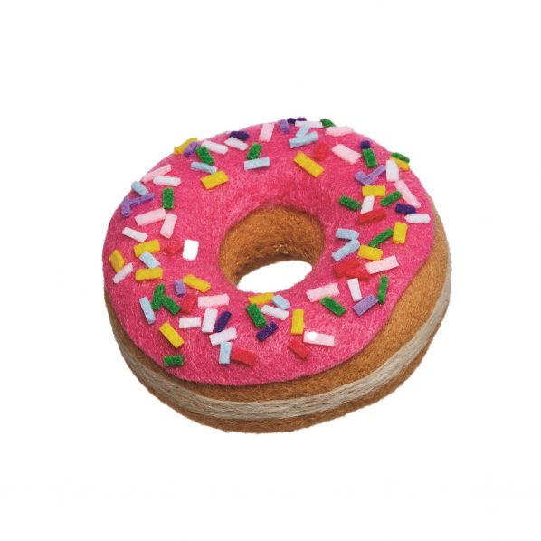 Milk Fly Felt Food Donut with Pink Icing and Sprinkles