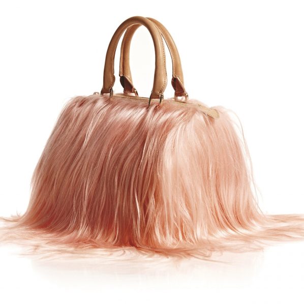 Brother Vellies Island Bag in Peach Goat Shearling