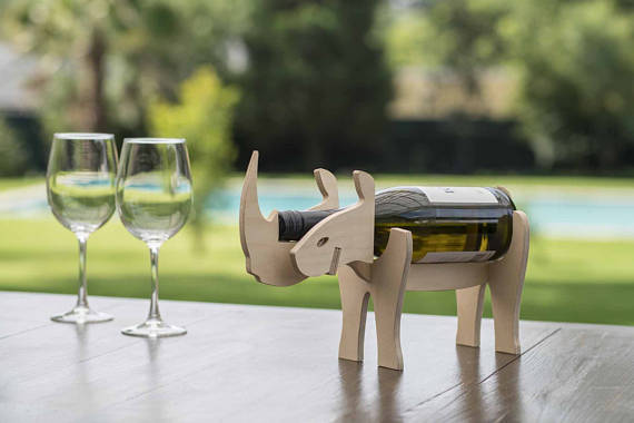 NativeDecorStore Rhino Head Wine Holder (Etsy)
