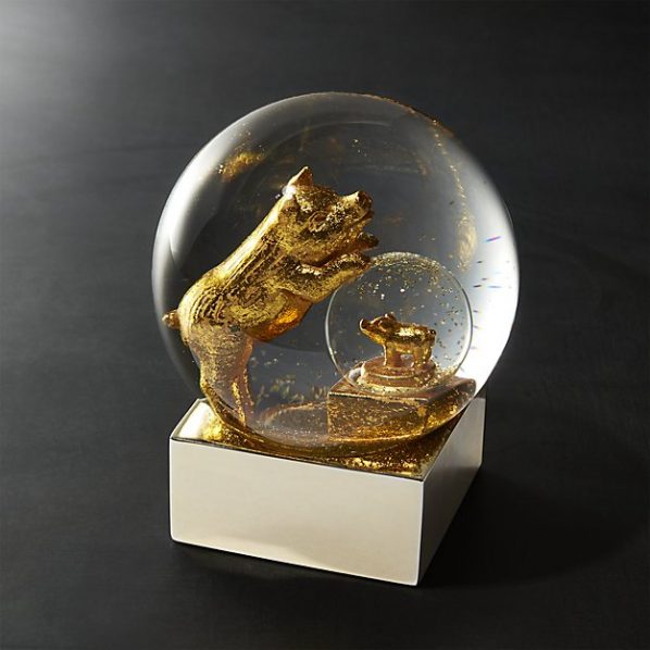 CB2 Pig in a Pig Gold Snowglobe