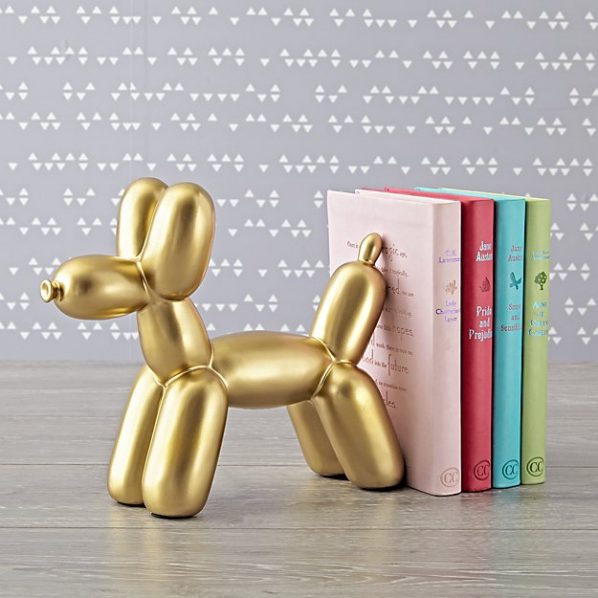 Land of Nod Balloon Animal Gold Dog Bookend