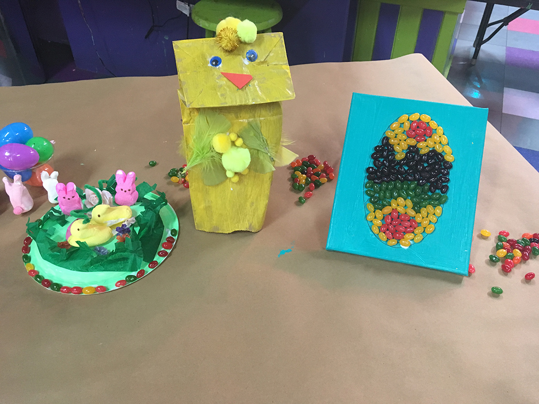 easter crafts on table