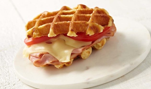 waffle grilled cheese on plate