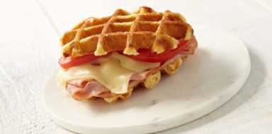 waffle grilled cheese on plate
