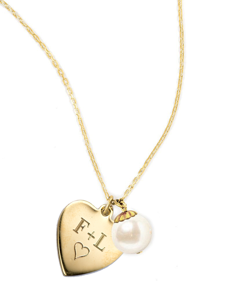 monogrammed heart shaped gold necklace