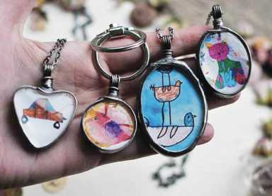 Jewelry for a gem: Artwork transformed into a pendant for Mom