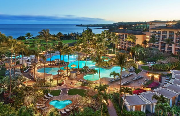 aerial shot of the ritz in maui