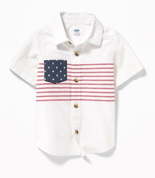 Old Navy Flag-Print Built-In Flex Shirt for Toddler Boys 
