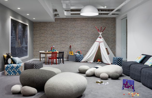 children's playroom in luxury building