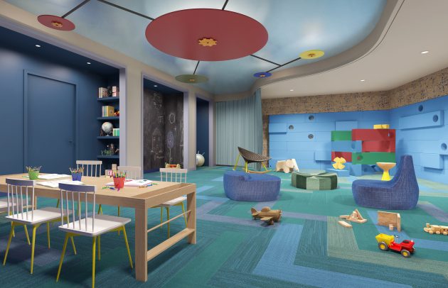 children's playroom in luxury apartment