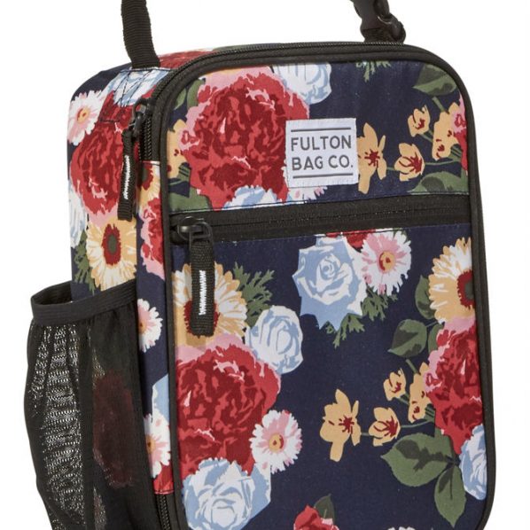 Fulton Bag Co. Upright Navy and Red Floral Lunch Bag