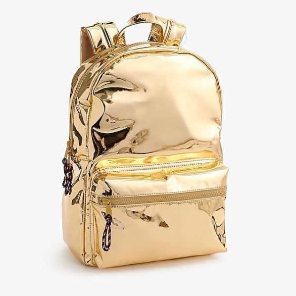 gold shiny backpack