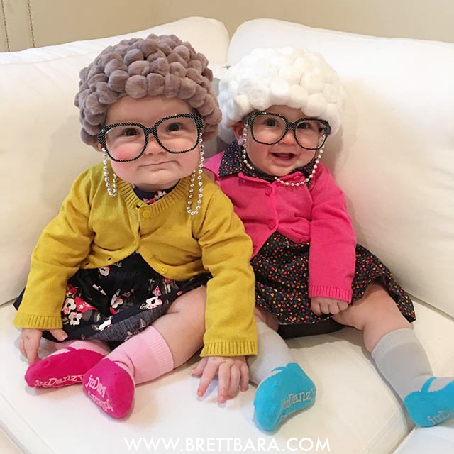 babies dressed as grandmothers