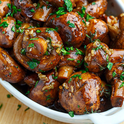 Balsamic Soy Roasted Garlic Mushrooms