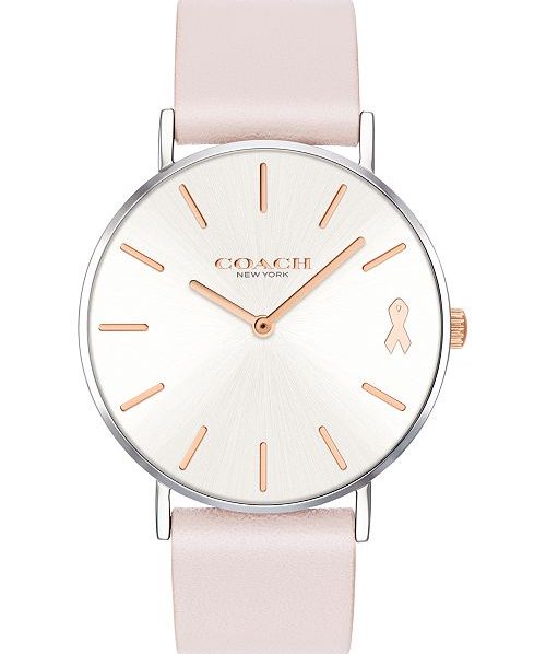 Coach Women's Perry Ice Pink Leather Strap Watch 36mm Created for Macy's 