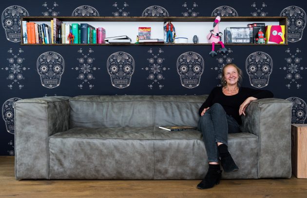 woman sitting on couch