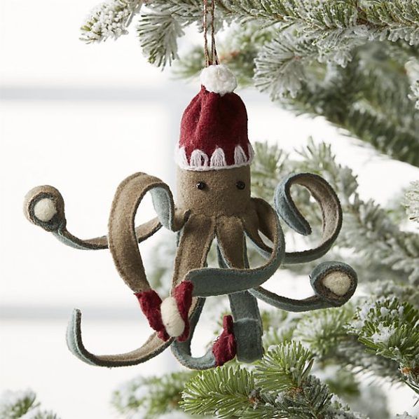 Crate & Barrel Octopus Ornament with Snowballs