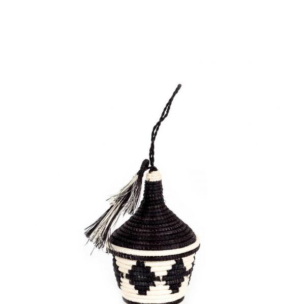 All Across Africa Tiny Ornamental Basket - Black & White Diamond