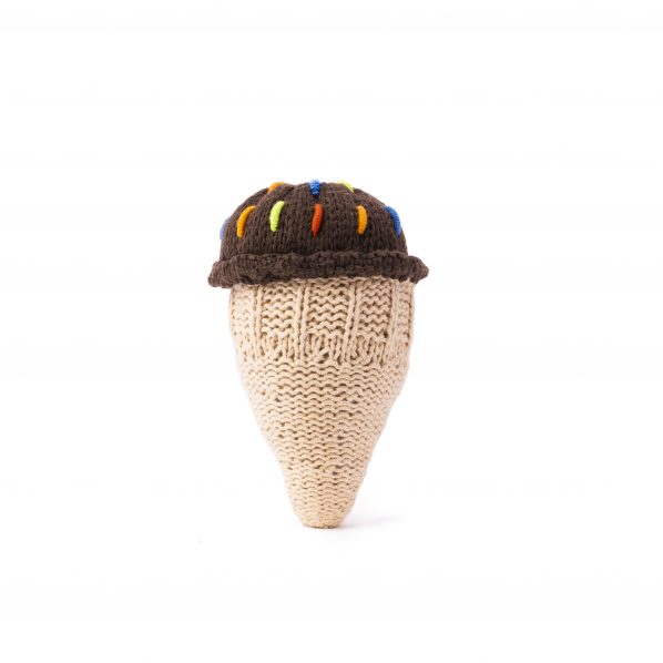 Made by Pebble Ice Cream Cone Rattle - Chocolate