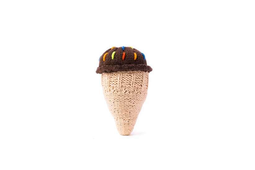 Made by Pebble Ice Cream Cone Rattle - Chocolate