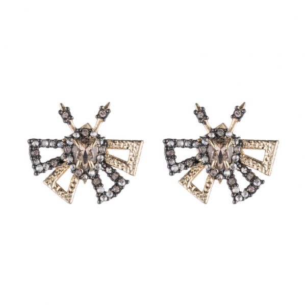 Alexis Bitar Crystal Encrusted Brutalist Butterfly Stud Earrings