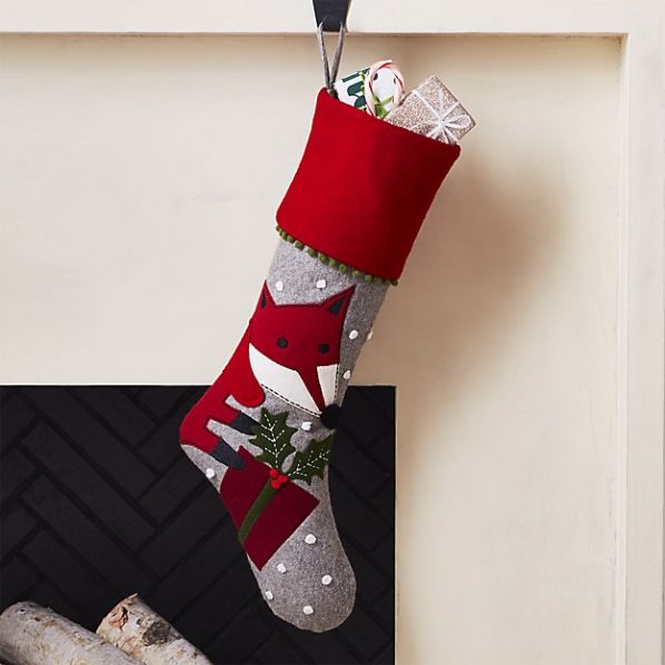 Crate and Barrel Holiday Fox Stocking